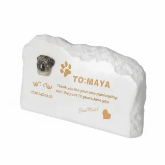 Personalized Pet Memorial Stone Urn | Weatherproof Ceramic Grave Marker with Photo | Jingdezhen Art